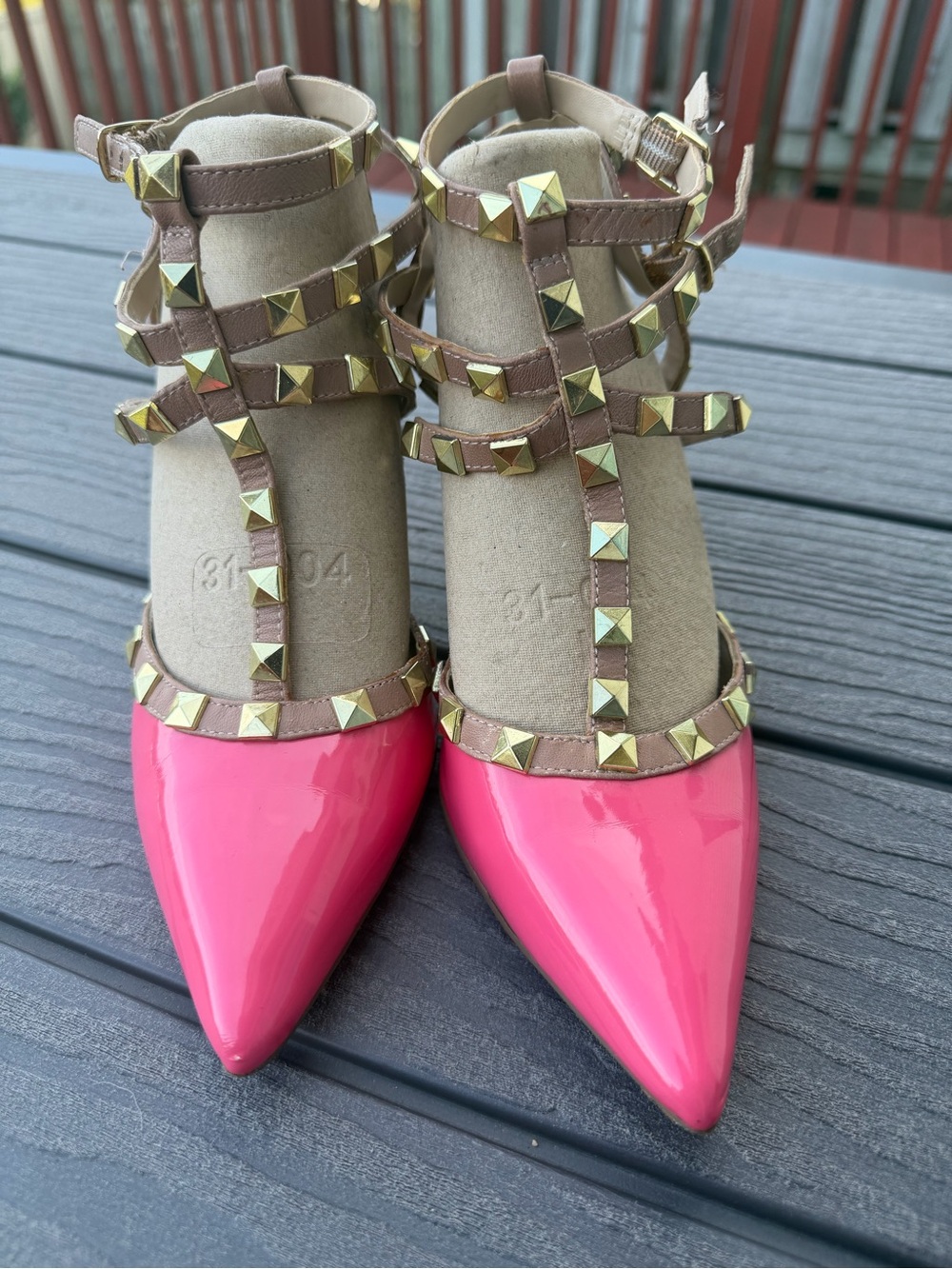 BCBGeneration Pink Studded Pointed-Toe Heels – Size 8 – 3.5” Heel